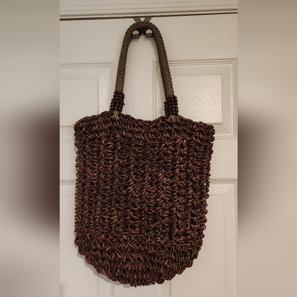 Stylish Brown Woven Tote Bag